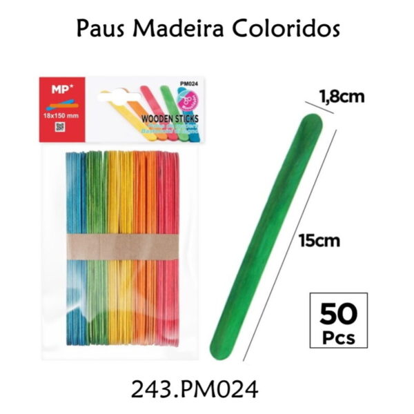 Paus Madeira Coloridos 18x150mm 50un.