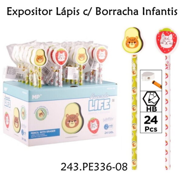 Expositor Lápis c/ Borracha Infantis 24un.