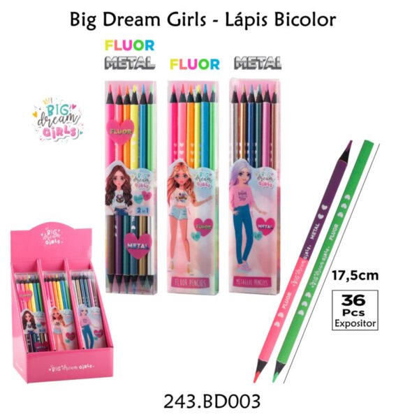 Lápis Bicolor 6un. - Big Dream Girls