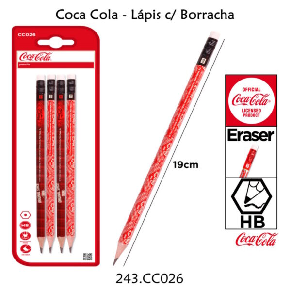 Lápis c/ Borracha - Coca Cola 4un.
