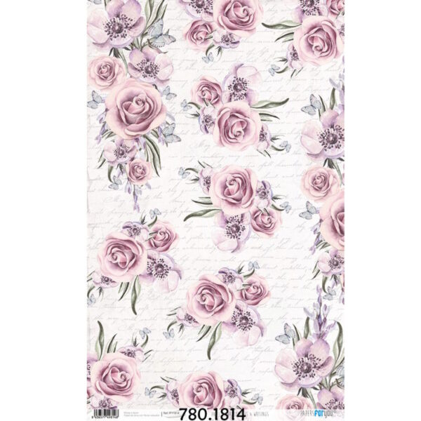 Papel Arroz 54x33 Roses and Writing