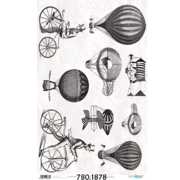 Papel Arroz 54x33 Steampunk Globos