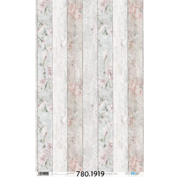 Papel Arroz 54x33 Madera Decapada Floral