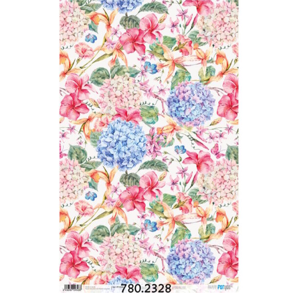 Papel Arroz 54x33 Colorfull Hidrangeas