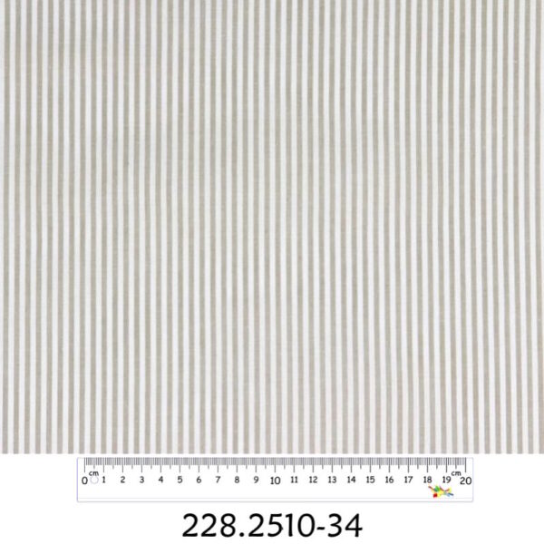 Tecido Algodão Riscas Branco / Areia 1,40Mts.