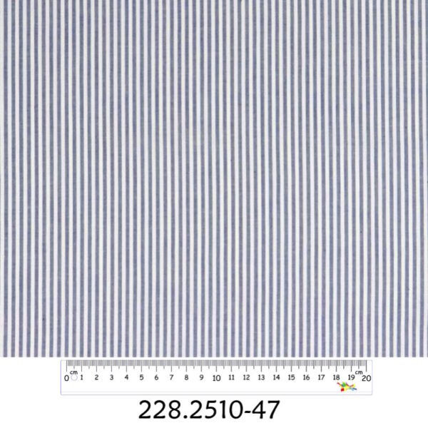 Tecido Algodão Riscas Branco / Azul 1,40Mts.