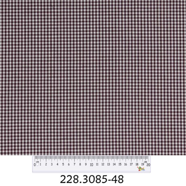 Tecido Algodão Xadrez Grená  Branco 1,40Mts.