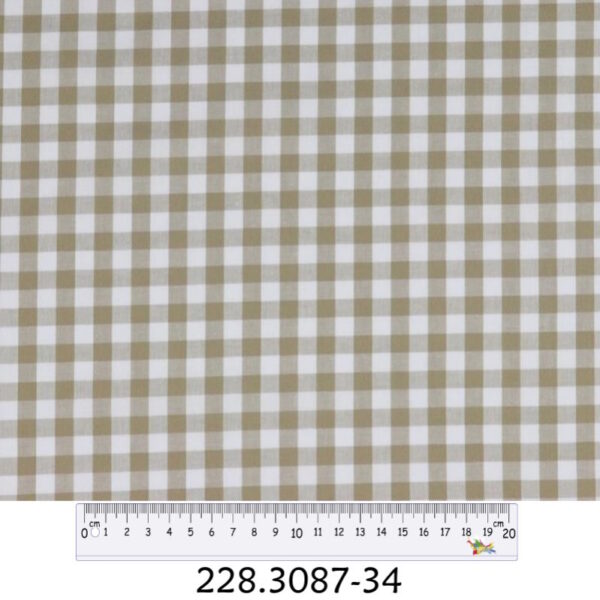 Tecido Algodão Xadrez Creme  Branco 1,40Mts.