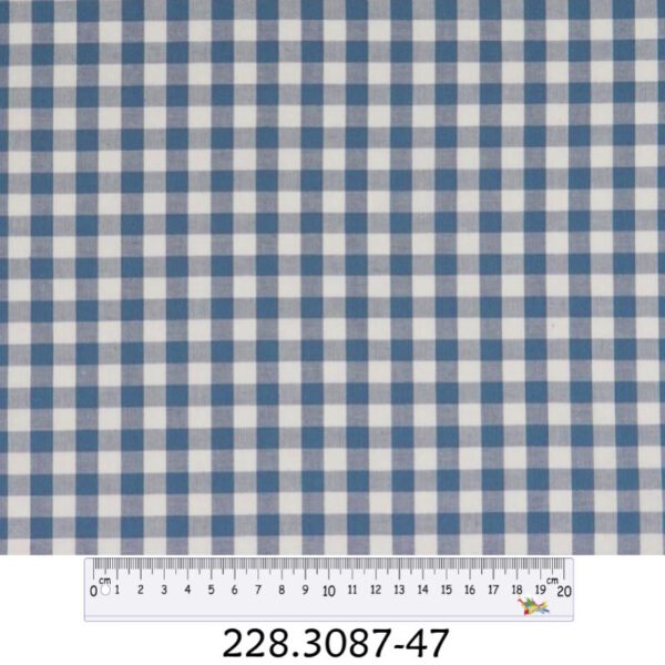 Tecido Algodão Xadrez Azul  Branco 1,40Mts.