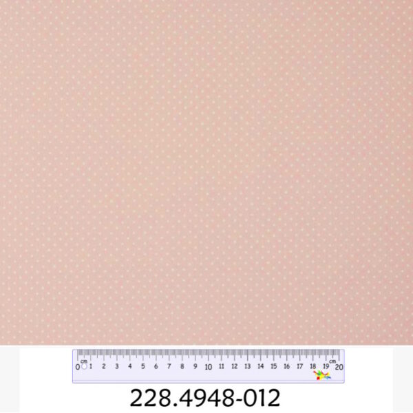 Tecido Algodão Bolinhas Branco Fundo Rosa Cl. 1,40Mts.