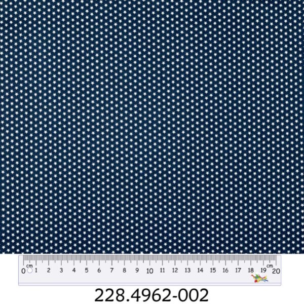 Tecido Algodão Estrelas Branco Fundo Azul Esc. 1,40Mts.