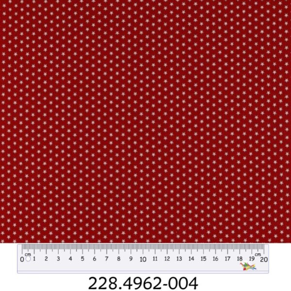 Tecido Algodão Estrelas Branco Fundo Vermelho 1,40Mts.