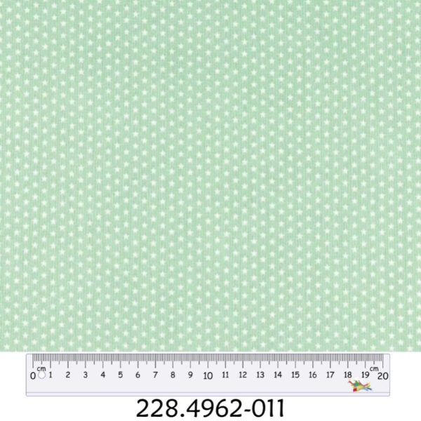 Tecido Algodão Estrelas Branco Fundo Verde Cl. 1,40Mts.