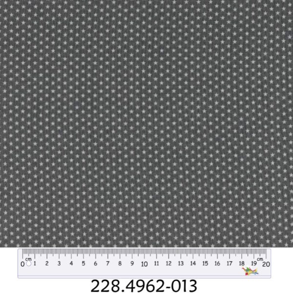 Tecido Algodão Estrelas Branco Fundo Cinza 1,40Mts.