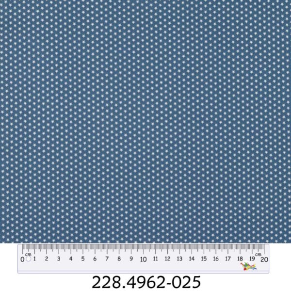 Tecido Algodão Estrelas Branco Fundo Azul 1,40Mts.