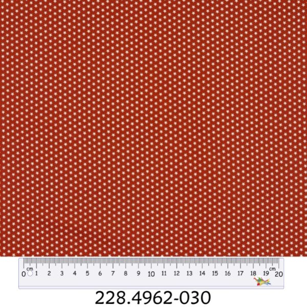 Tecido Algodão Estrelas Branco Fundo Vermelho Cl. 1,40Mts.