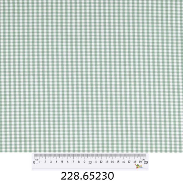 Tecido Algodão Xadrez Verde  Branco 1,40Mts.