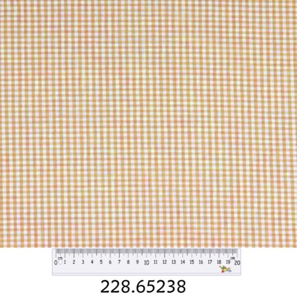 Tecido Algodão Xadrez Mostarda  Branco 1,40Mts.