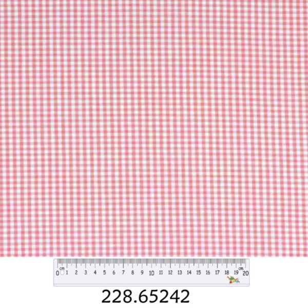 Tecido Algodão Xadrez Rosa Cl.  Branco 1,40Mts.