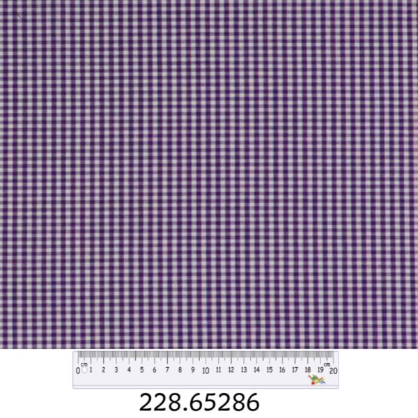 Tecido Algodão Xadrez Roxo  Branco 1,40Mts.