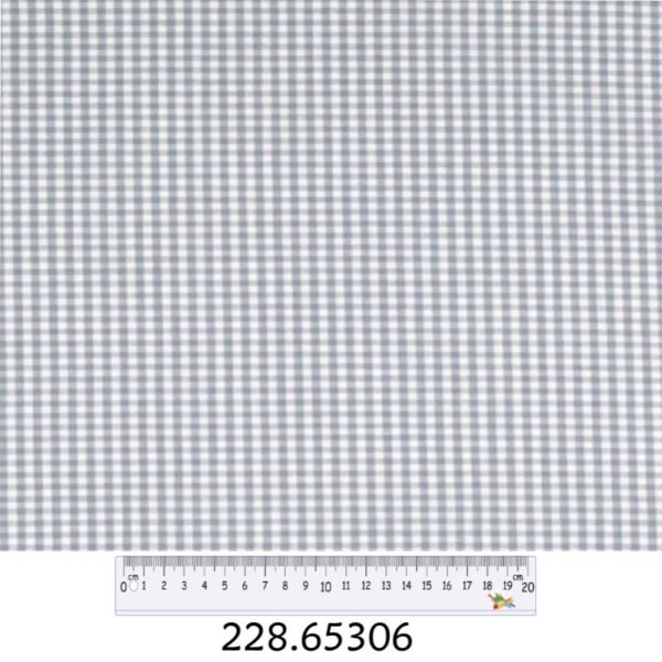 Tecido Algodão Xadrez Cinza Cl.  Branco 1,40Mts.