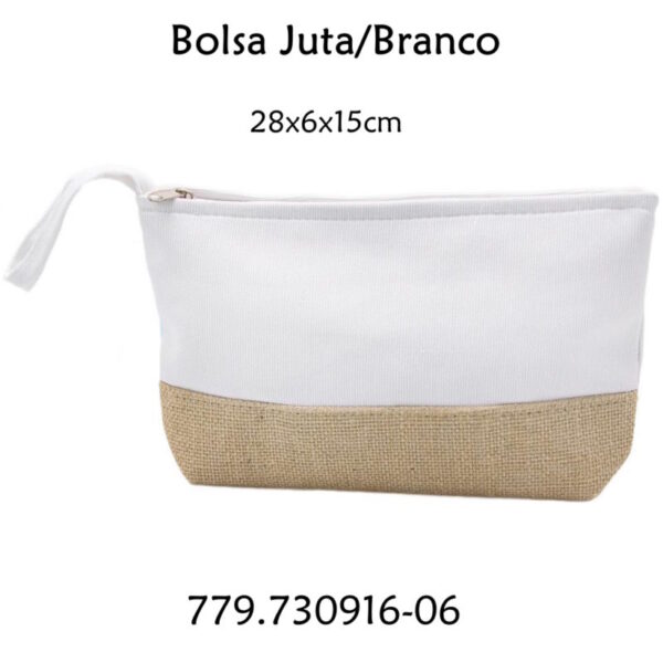 Bolsa Juta+Branco Crú 28x6x15cm