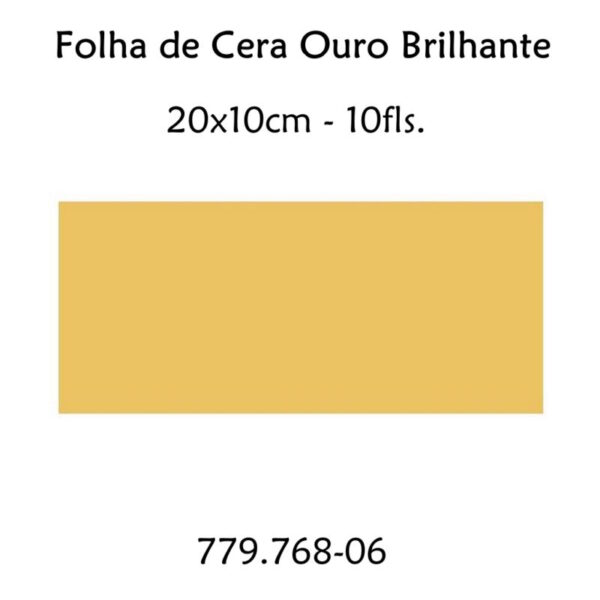 Folha Cera Ouro Brilhante 20x10cm - 10fls.