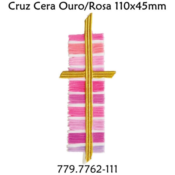 Cruz Cera Ouro/Rosa 110x45mm