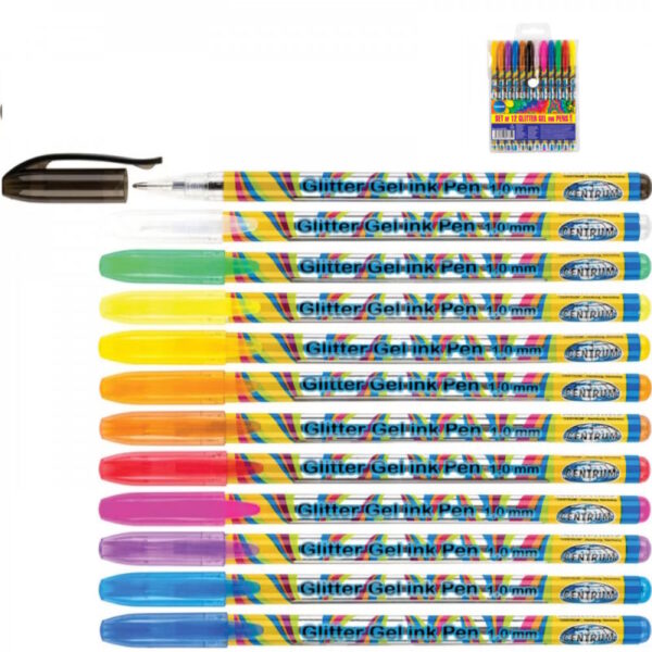 Caneta Gel Glitter 1.0mm 12 Cores
