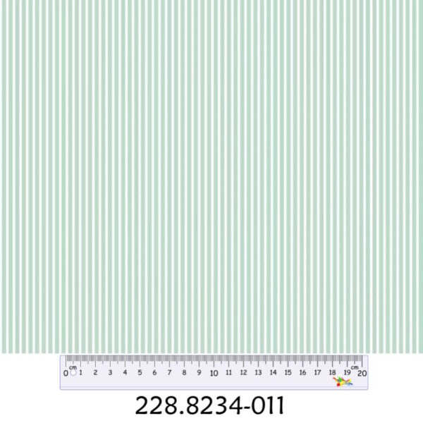 Tecido Algodão Riscas Branco / Verde Cl. 1,40Mts.