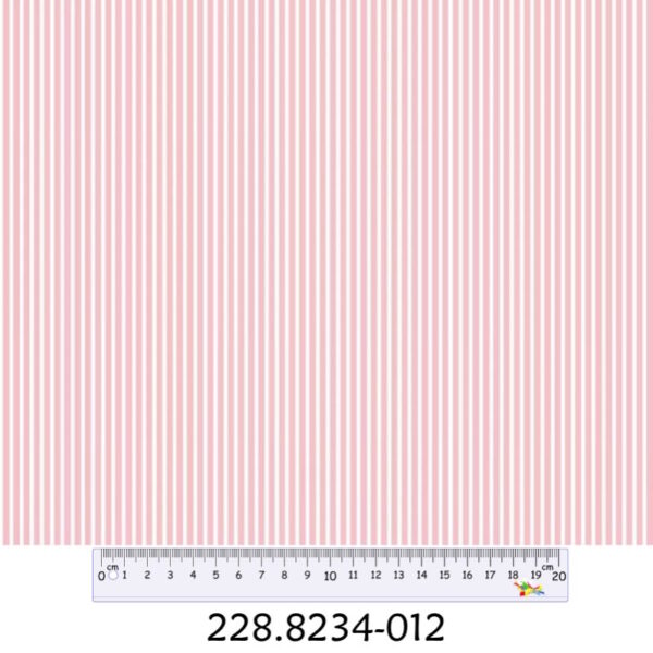 Tecido Algodão Riscas Branco /Rosa Cl. 1,40Mts.
