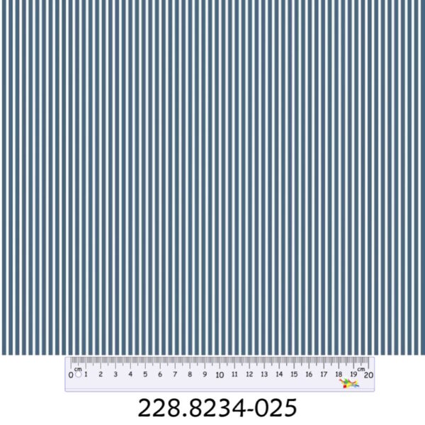 Tecido Algodão Riscas Branco / Azul 1,40Mts.