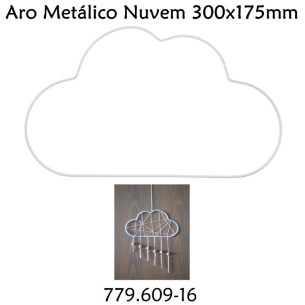 Aro Metálico Nuvem Branco 300x175mm