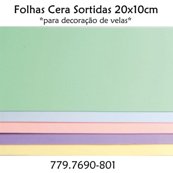 Folha Cera 5 Cores Pastel 20x10cm