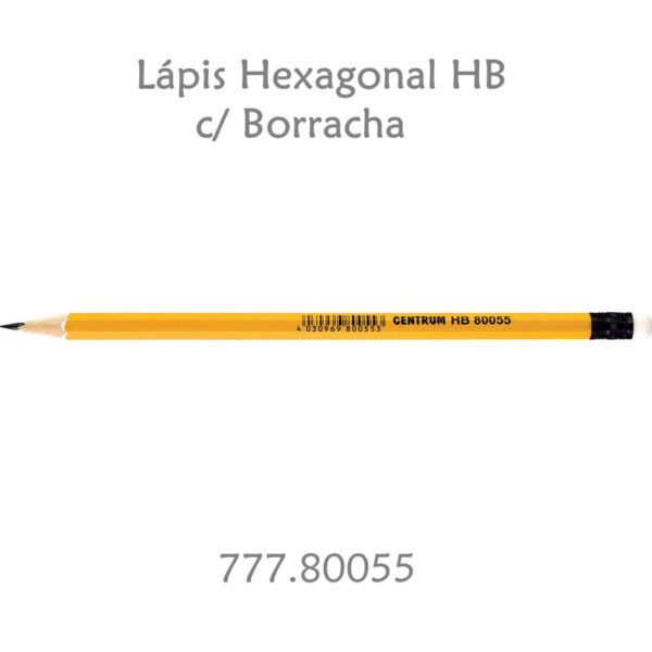 Lápis HB Hexagonal c/ Borracha Centrum Cx.144un.