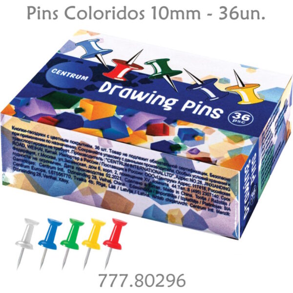 Pins Coloridos Centrum 10mm - 36un.