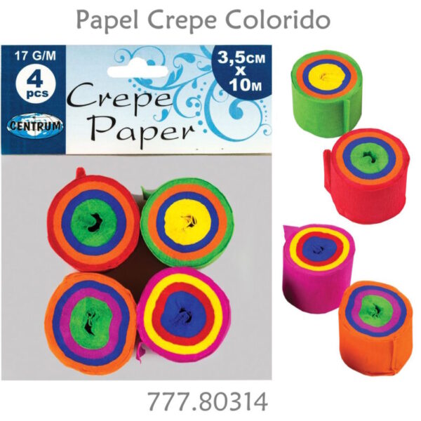 Papel Crepe Colorido Centrum 0.35x10Mts.