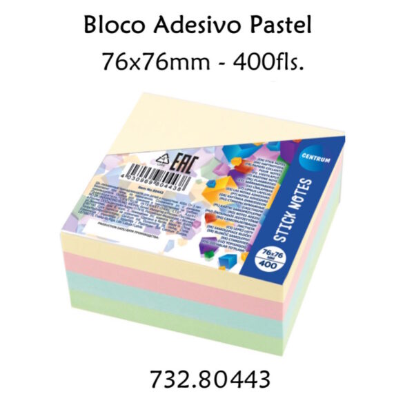 Bloco Adesivo Pastel Centrum 76x76mm - 400fls.