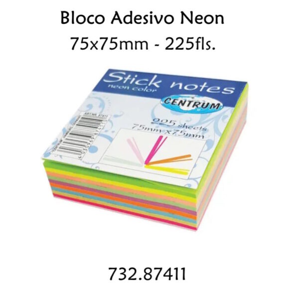 Bloco Adesivo Neon Centrum 75x75mm - 225fls.
