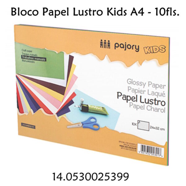 Bloco Papel Lustro Kids  A4 - 10fls.