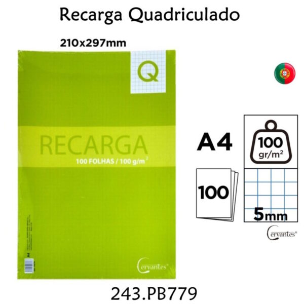 Recarga Quadriculado A4 - 100fls.