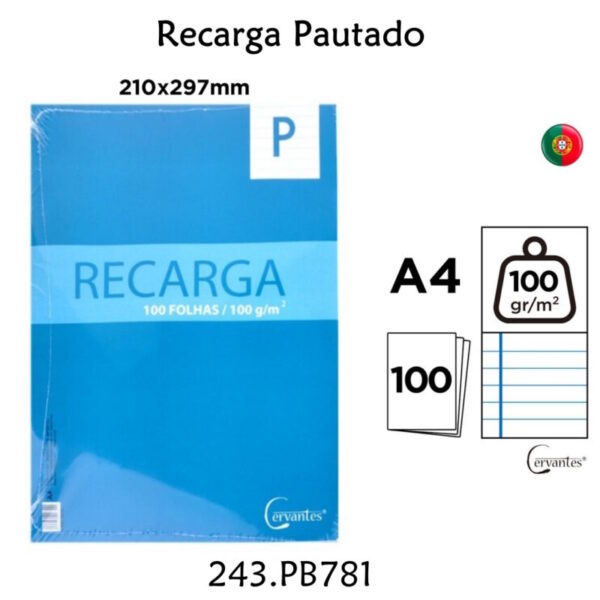 Recarga Pautado A4 - 100fls.