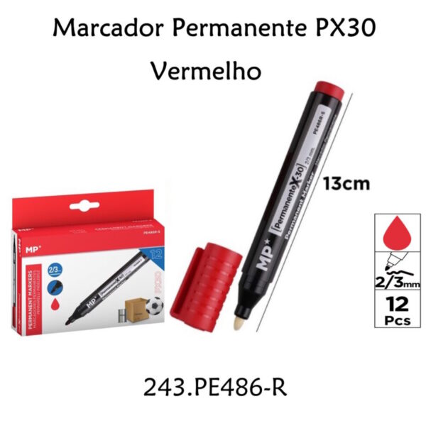Marcador Permanente PX30 Vermelho cx.12un.