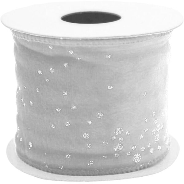 Fita Veludo Glitter Branco 6x200cm