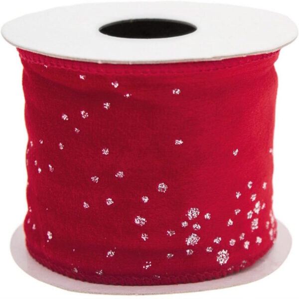 Fita Veludo Glitter Vermelho 6x200cm