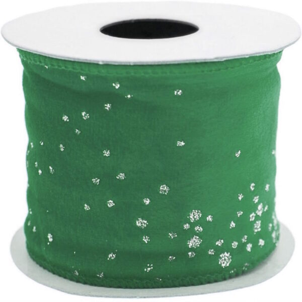 Fita Veludo Glitter Verde 6x200cm