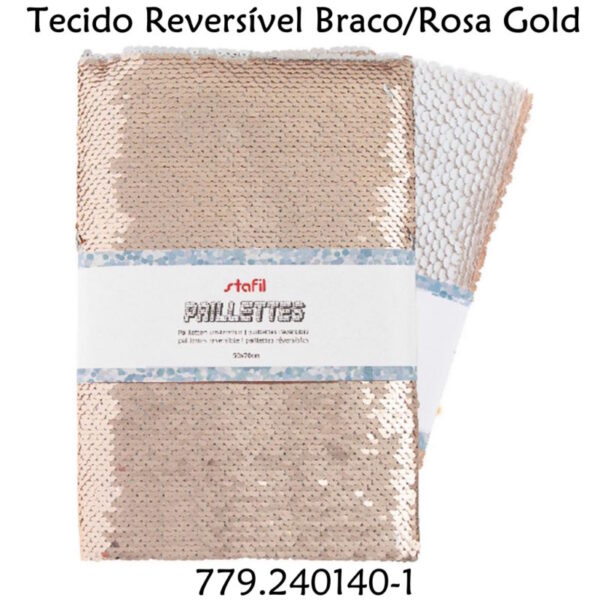 Tecido Reversível Branco/Rosa Gold 50x70
