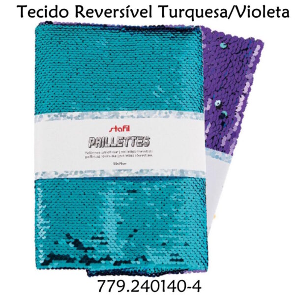 Tecido Reversível Turquesa/Violeta 50x70
