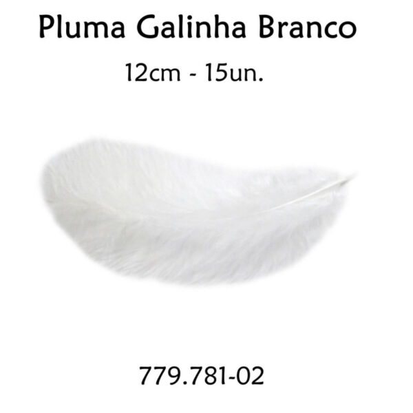 Pluma Galinha Branco 12cm - 15un.