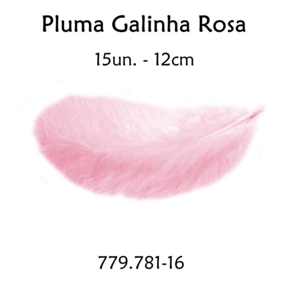 Pluma Galinha Rosa 12cm - 15un.